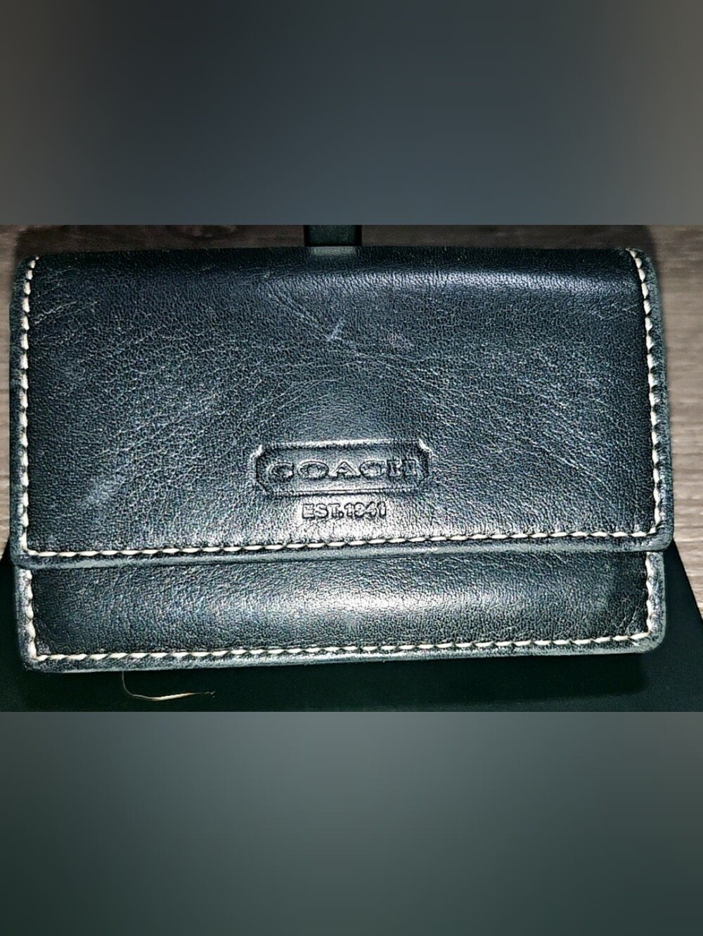 Vintage/Authentic Y2K Coach SoHo Leather Accordian Style Mini Wallet Black/White